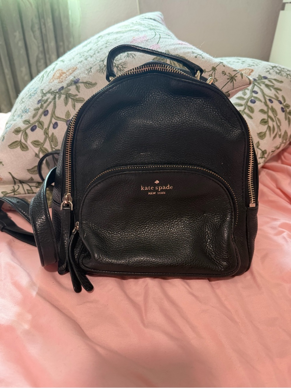 kate spade Black Leather Mini Backpack with Gold Hardware